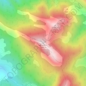 Mappa topografica L'Aupillon, altitudine, rilievo
