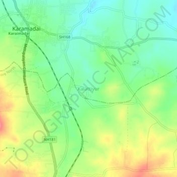 Mappa topografica Kalattiyur, altitudine, rilievo