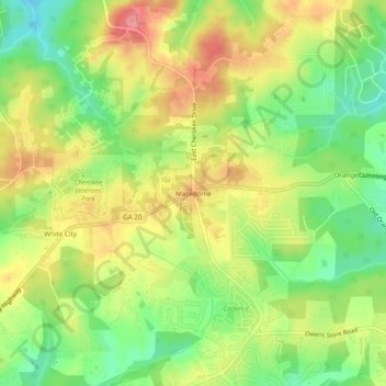 Mappa topografica Macedonia, altitudine, rilievo