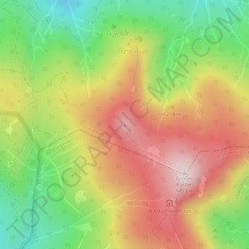 Mappa topografica Kleiner Rachel, altitudine, rilievo