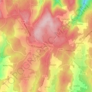 Mappa topografica Sembadel-Gare, altitudine, rilievo