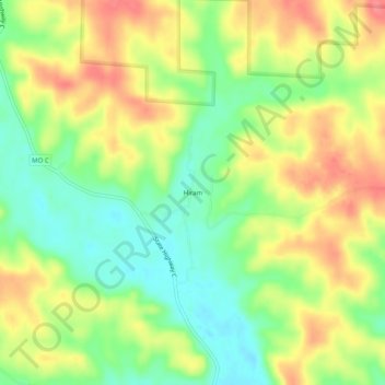 Mappa topografica Hiram, altitudine, rilievo
