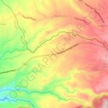 Mappa topografica Aga, altitudine, rilievo