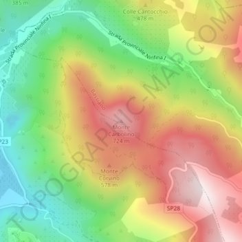Mappa topografica Monte Carbolino, altitudine, rilievo