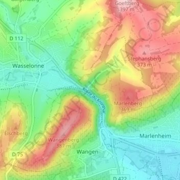 Mappa topografica Kronthal, altitudine, rilievo