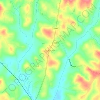 Mappa topografica Westminster, altitudine, rilievo