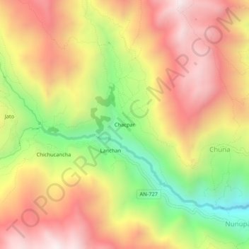 Mappa topografica Chacpar, altitudine, rilievo