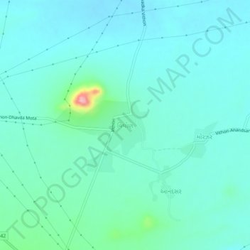 Mappa topografica Vithon, altitudine, rilievo