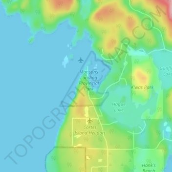 Mappa topografica Mansons Landing, altitudine, rilievo