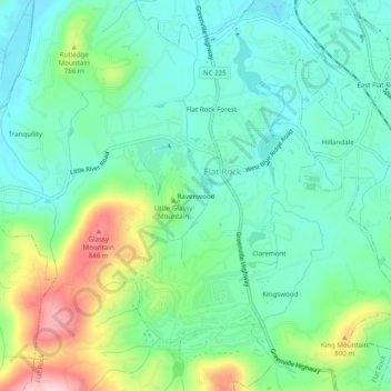 Mappa topografica Ravenwood, altitudine, rilievo