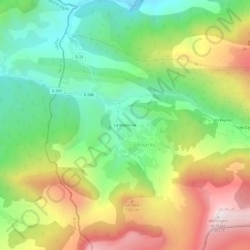 Mappa topografica La Baylonne, altitudine, rilievo