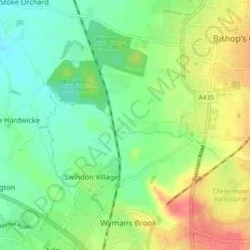 Mappa topografica Brockhampton, altitudine, rilievo