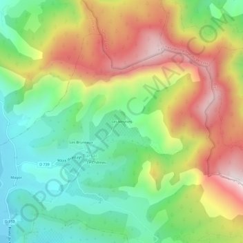 Mappa topografica Les Meyries, altitudine, rilievo