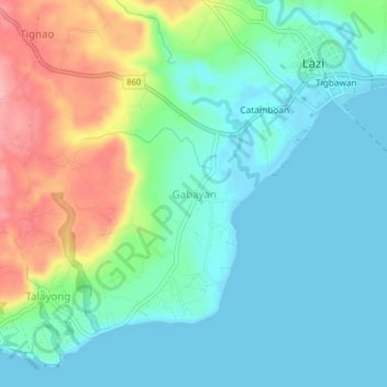 Mappa topografica Gabayan, altitudine, rilievo
