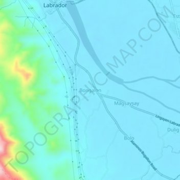 Mappa topografica Bongalon, altitudine, rilievo