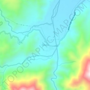 Mappa topografica Diteki, altitudine, rilievo