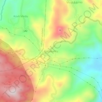 Mappa topografica Kattabettu, altitudine, rilievo