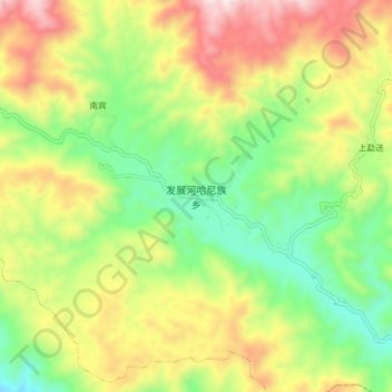 Mappa topografica 发展河哈尼族乡, altitudine, rilievo