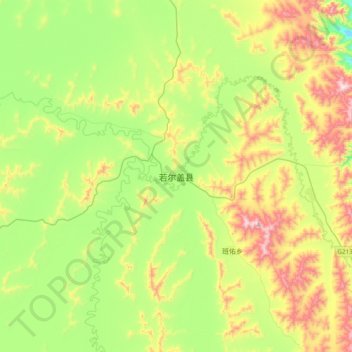 Mappa topografica 若尔盖县, altitudine, rilievo