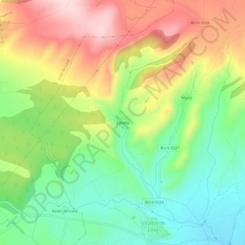 Mappa topografica Zaballa, altitudine, rilievo