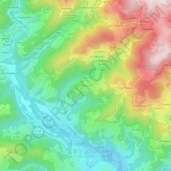 Mappa topografica Bouton, altitudine, rilievo