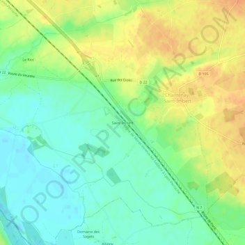 Mappa topografica Saint-Imbert, altitudine, rilievo