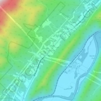 Mappa topografica Danville, altitudine, rilievo
