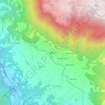 Mappa topografica Vignola, altitudine, rilievo