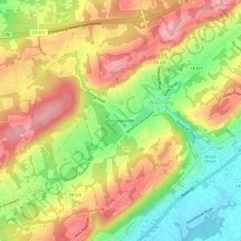 Mappa topografica Washingtonville, altitudine, rilievo