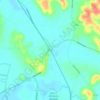 Mappa topografica Boston, altitudine, rilievo