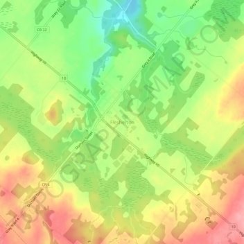 Mappa topografica Flesherton, altitudine, rilievo
