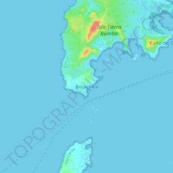 Mappa topografica Bocachica, altitudine, rilievo