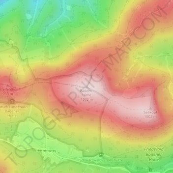 Mappa topografica Badener Höhe, altitudine, rilievo