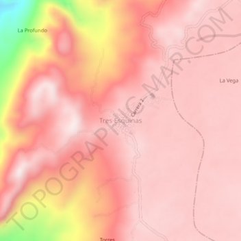 Mappa topografica Tres Esquinas, altitudine, rilievo