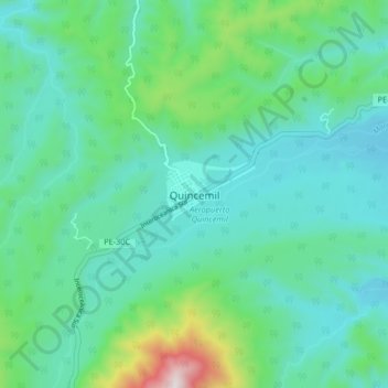 Mappa topografica Quincemil, altitudine, rilievo