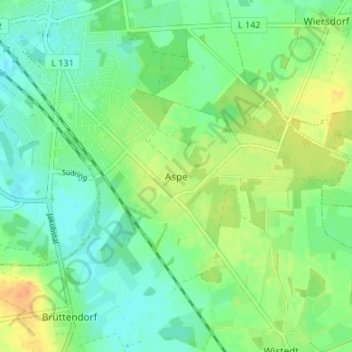 Mappa topografica Aspe, altitudine, rilievo