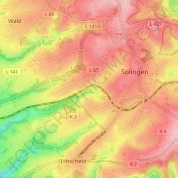 Mappa topografica Heidberg, altitudine, rilievo