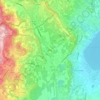 Mappa topografica Raffa, altitudine, rilievo