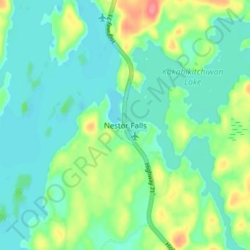 Mappa topografica Nestor Falls, altitudine, rilievo
