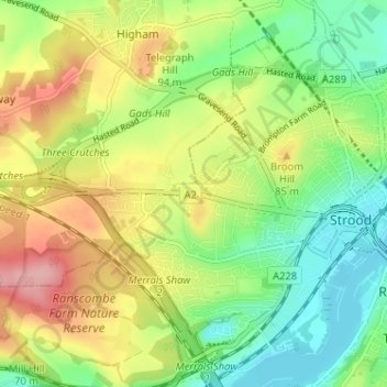 Mappa topografica Salters Cross, altitudine, rilievo