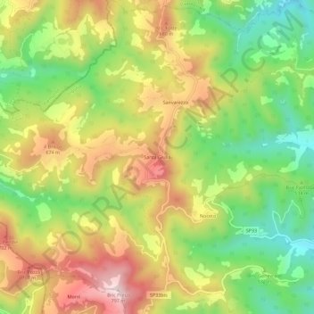 Mappa topografica Santa Giulia, altitudine, rilievo