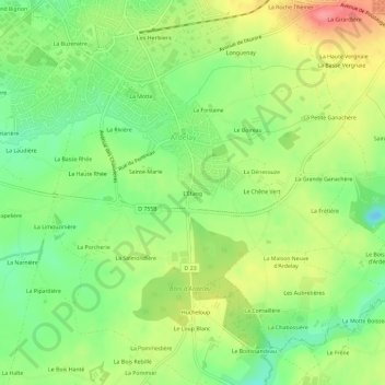 Mappa topografica L'Étang, altitudine, rilievo