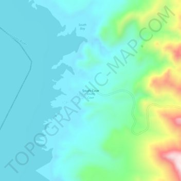 Mappa topografica South Cove, altitudine, rilievo