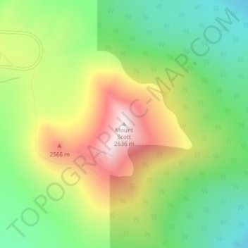 Mappa topografica Mount Scott, altitudine, rilievo