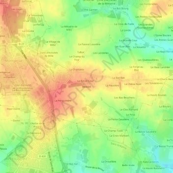 Mappa topografica Beaucé, altitudine, rilievo