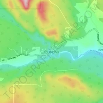 Mappa topografica Waiparous, altitudine, rilievo