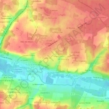 Mappa topografica Les Dandillons, altitudine, rilievo