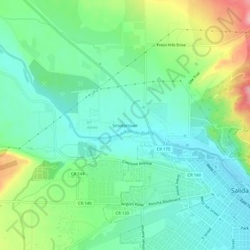 Mappa topografica Smeltertown, altitudine, rilievo