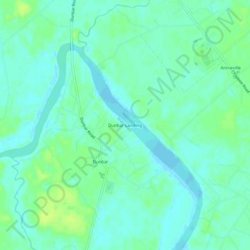 Mappa topografica Dunbar Landing, altitudine, rilievo