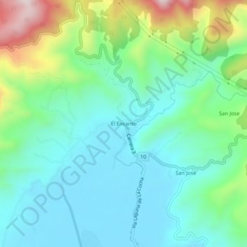 Mappa topografica El Encano, altitudine, rilievo